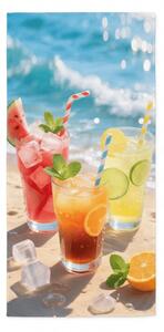 Prosop de plaja XL cu uscare rapida COLD DRINKS colorat 100 x 180 cm, 100% microfibra