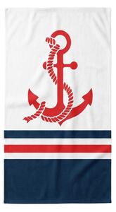 Prosop de plaja XXL cu uscare rapida CAPTAIN alb 150 x 210 cm, 100% microfibra