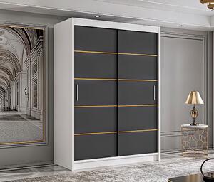 Dressing Mario, 140x60x200cm, Auriu, Alb Antracit, Pal 18 mm