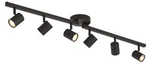 Spot de tavan modern negru cu 6 lumini GU10 de 50 mm cu iluminare de fundal și întrerupător cu 3 căi - Back Up