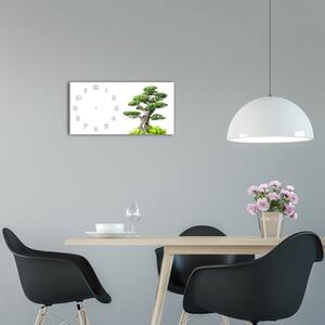 Ceas de perete orizontal din sticlă copac bonsai