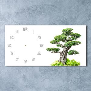 Ceas de perete orizontal din sticlă copac bonsai