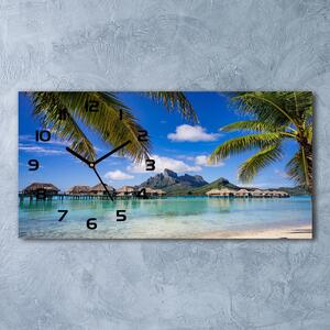 Ceas de perete orizontal din sticlă Palmieri pe Bora Bora
