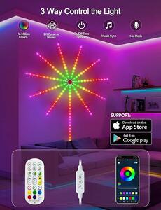 Instalatie Artificii LED Smart, RGB, MUZICA, telecomanda si control din smartphone, multicolor