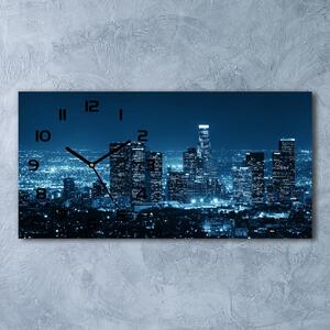 Ceas de perete orizontal din sticlă Los Angeles, pe timp de noapte