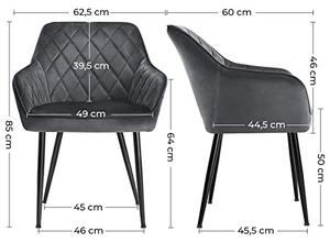Set 4 scaune dining, Songmics, Gri, 62.5x60x85 cm