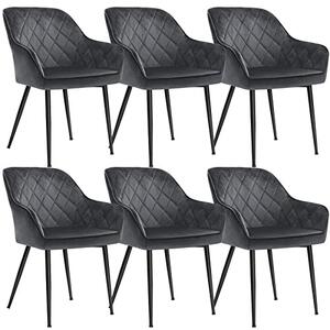 Set 6 scaune dining, Songmics, Gri, 62.5x60x85 cm