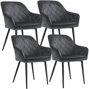 Set 4 scaune dining, Songmics, Gri, 62.5x60x85 cm