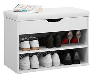 Pantofar bancuta hol cufar cu depozitare, Vasagle, Alb, 60x44x30 cm