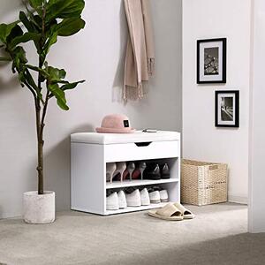 Pantofar bancuta hol cufar cu depozitare, Vasagle, Alb, 60x44x30 cm