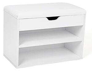 Pantofar bancuta hol cufar cu depozitare, Vasagle, Alb, 60x44x30 cm