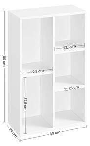 Biblioteca, Vasagle, Alb, 80x50x24 cm