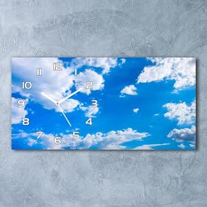 Ceas de perete orizontal din sticlă Nori pe cer