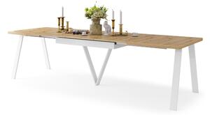 Mazzoni AVERY Stejar Artisan/picioare albe - MASĂ DE LOFT/INDUSTRIALĂ PENTRU SALON/SUFRAGERIE EXTENSIBILĂ - 2 MĂRIMI!