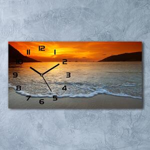 Ceas de perete modern din sticla Apus de soare pe mare