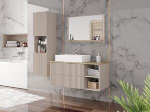 Set mobilier de baie Kiago II (nisip deșert + nisip deșert + stejar cremona) (fără baterie, fără sifon, fără chiuvetă). 1158290