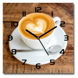 Ceas din sticlă pătrat Cafea într-o ceașcă