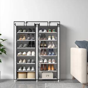 Dulap pantofi cu 7 rafturi, 35 perechi, cadru otel, invelis textil