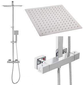 Erga Goba, set de dus cu baterie termostatica, dus cu efect de ploaie 30x30cm, crom, ERG-YKA-BP.GOBA-THERM-30-CHR
