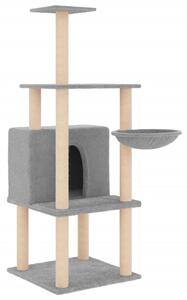 Ansamblu de pisici, stâlpi din funie sisal, gri deschis, 132 cm