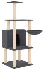 Ansamblu de pisici, stâlpi din funie sisal, gri închis, 132 cm