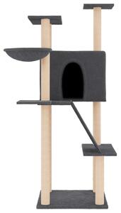 Ansamblu de pisici, stâlpi din funie sisal, gri închis, 143 cm