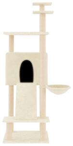 Ansamblu de pisici cu stâlpi din funie de sisal, crem, 153 cm