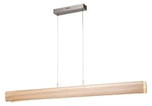 Brilliant Lampă suspendată LED Monterra, lungime 100 cm, maro deschis, lemn, reglabil, Lemn, Camera de zi / sufragerie, Lemn