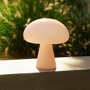 GUBI Gubi Lampă de masă cu baterie LED Obello, roz pudrat, IP44, sticlă, reglabil, Roz / Rosé, Camera de zi / sufragerie, Sticlă, Design