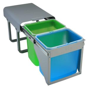 Cos gunoi incorporabil in mobilier, model SPORTELO, 2 cuve x 16 L, finisaj gri
