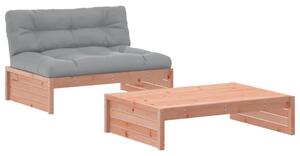 Set mobilier de grădină cu perne, 2 piese, lemn masiv Douglas