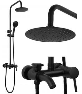 Erga Mutabi, set de duș cu baterie, cap de duș 20 × 20 cm și pipă, negru mat, ERG-YKA-BP.MUTABI-20-BLK