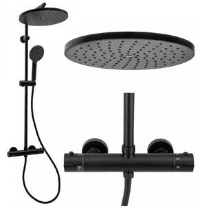 Erga Dubai, set de duș cu baterie termostatică și duș fix de 30 cm, negru mat, ERG-YKA-BP.DUBAJ-THERM-30-BLK