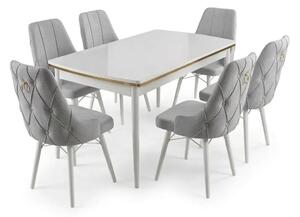 Leo Set Extensibila 80x 135 (80 x 178) Si Scaun 6 Buc Crem