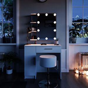 SEA233 - Set Masa alba toaleta, 80 cm, cosmetica machiaj oglinda masuta makeup, cu sau fara scaun, cu sau fara LED