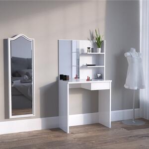 SEA333 - Set Masa alba toaleta, 75 cm, cosmetica machiaj oglinda masuta vanity cu sau fara scaun, cu sau fara LED