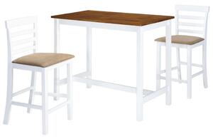 Set masă și scaune de bar, 3 piese, lemn masiv, maro și alb
