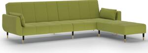 Canapea extensibilă 2 loc.,taburet&2 perne,textil,verde deschis