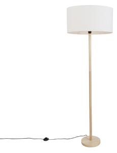 Lampă de podea din lemn cu abajur oval din in alb 50cm - Mels