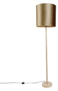 Lampă de podea din lemn cu abajur de catifea bronzată 40cm - Mels