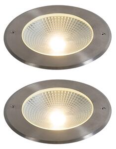 Set de 2 spoturi moderne de sol din oțel, inclusiv LED 20W - Bridge