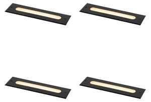 Set de 4 spoturi moderne de sol negre 30 cm incl. LED IP65 - Eline
