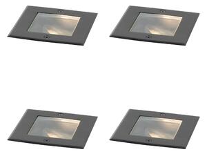 Set de 4 spoturi moderne de sol negre reglabile IP65 - Oneon