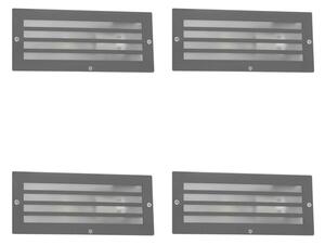 Set de 4 spoturi încastrate moderne gri închis IP44 - Hurricane