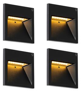 Set de 4 Aplice Moderne de Perete Încastrate Negre cu LED Inclus - Gem 2
