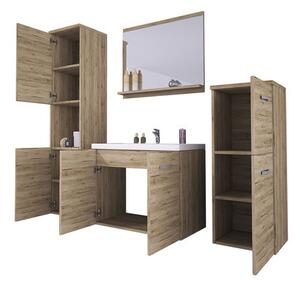 Set mobilier baie Melinda I (stejar wotan) (fără sifon, fără baterie, cu lavoar). 1059041