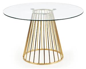 Masa LIVERPOOL, transparent/auriu, sticla/metal, 120x120x75 cm