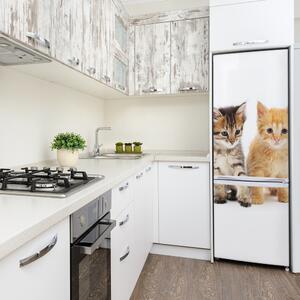 Autocolant frigider acasă Gri și roșu pisică