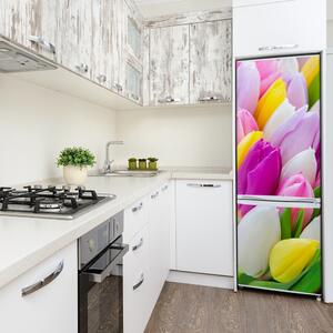 Foto Autocolant pentru piele al frigiderului lalele colorate