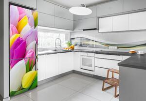 Foto Autocolant pentru piele al frigiderului lalele colorate